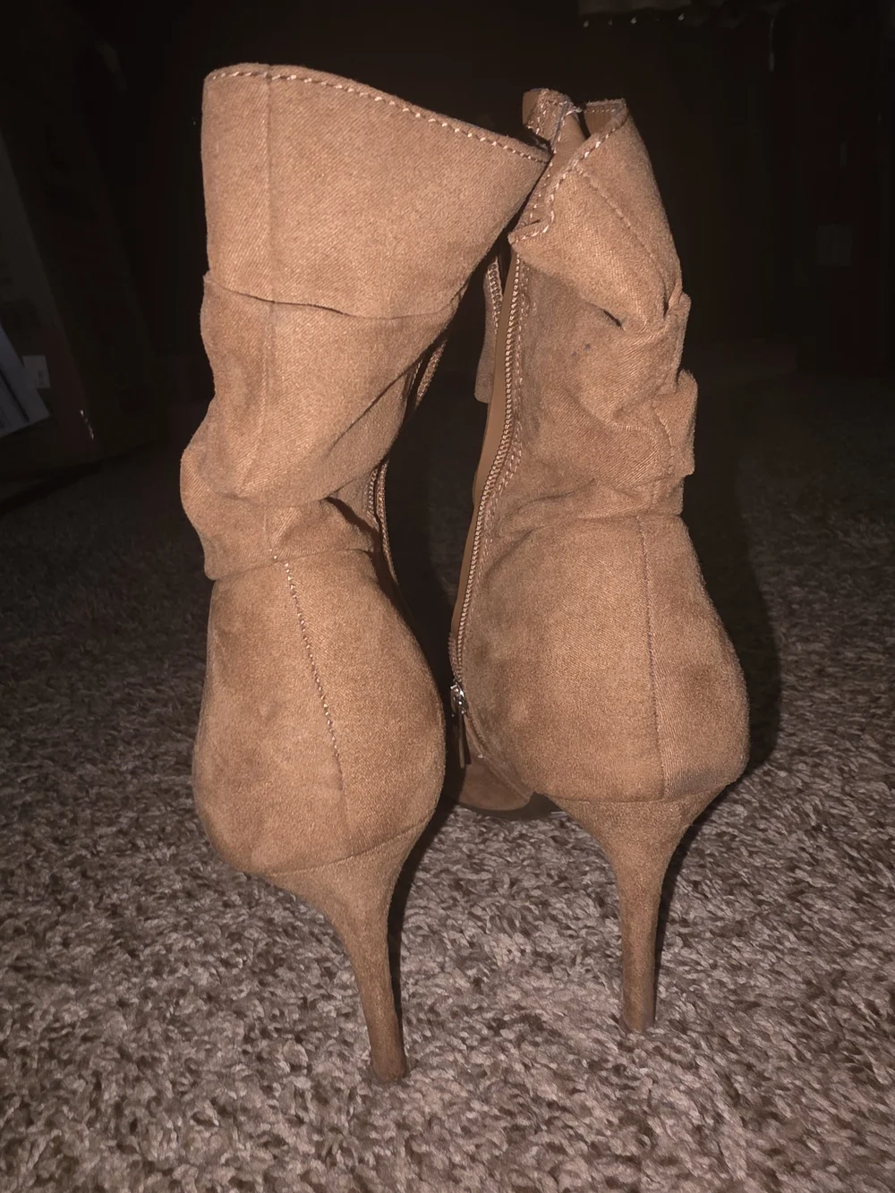 Suede Pointed Toe Stiletto Heel Ankle Boots